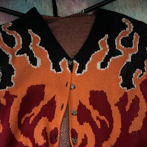 SHEIN Black and Orange Flame Sweater